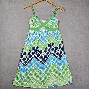 Aeropostale Womens Y2K Babydoll Dress Size Small Preppy Green Blue Festival